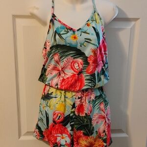 Tropical Floral Print Romper